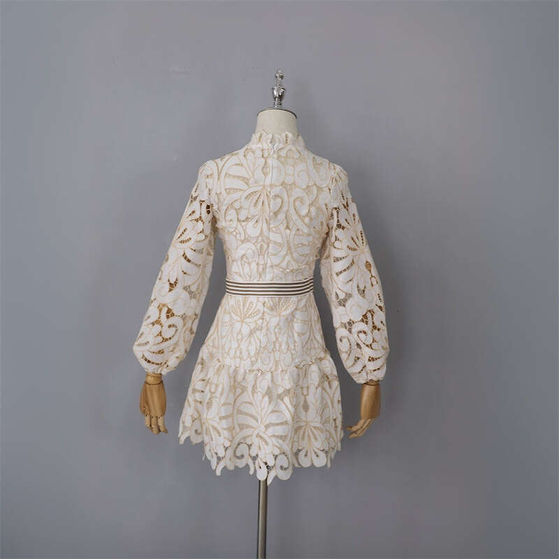 Long Dress Spring Women S Fashion Exquisite Design Celebrity Style Slim Waist White Lace Dress Belt ED Sexy Long Skirt