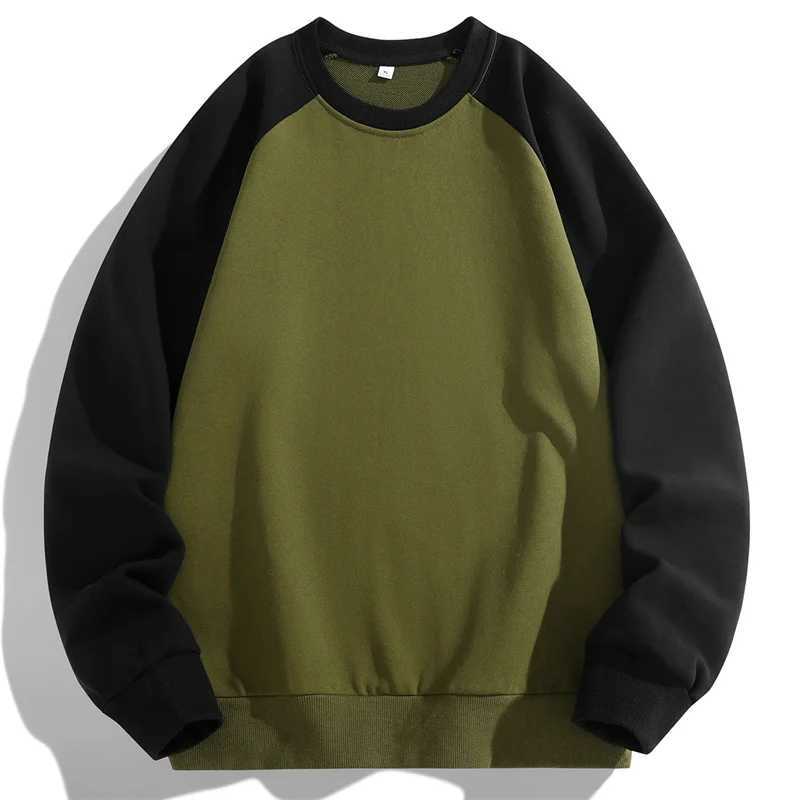 Spring Autumn Mens Sweatshirts Fashion Patchwork Long Sleeve O-Neck Loose Streetwear Pullovers Casual Hoodies Sweatshirt Men XJ250621