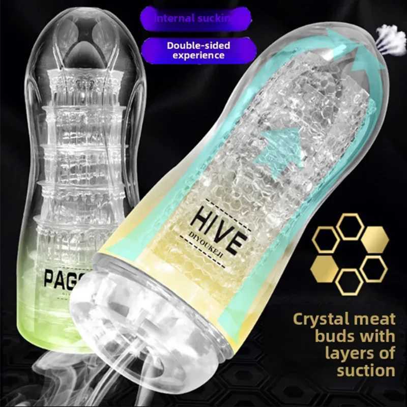 Deep Throat Masturbators Cup Tpe Crystal Transparent Japan Sensitive Airplane Masturbation Cup Sex Toy For Men Sucking Training W250621