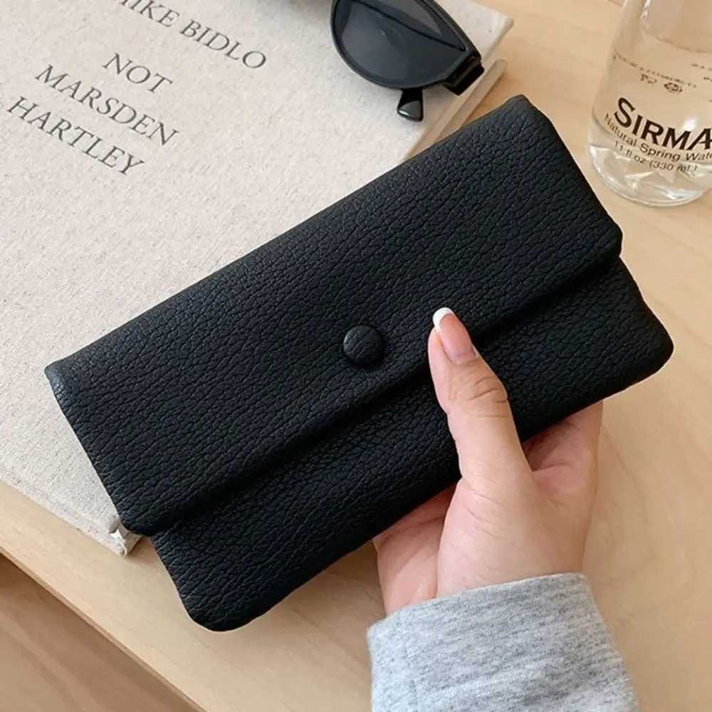 Elegant PU Leather Envelope Wallets Korean Style Portable Women Long Clutch Bag Zipper Multifunctional Change Bag Female Z250621