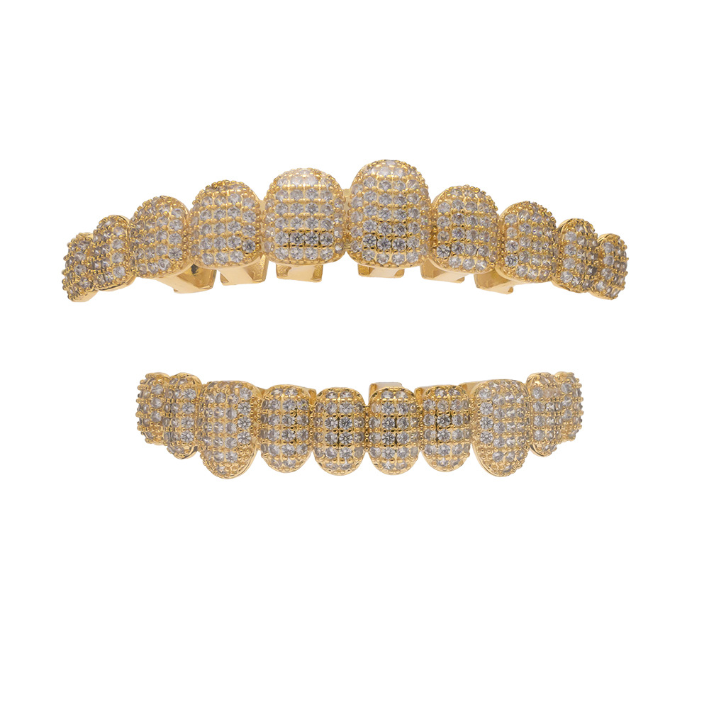 Moissanite Diamond Grillz for Teeth Custom Diamond Grillz Hip Hop 18K Gold Plated Iced Out Diamond 925 Sterling Silver Gold