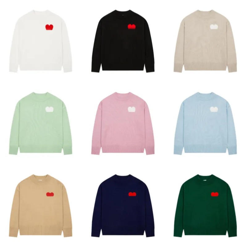 Fashion Unisex Knitted Sweatshirt Paris Inspired Heart Jumper Soft Crew Neck Pullover Hoodie Luxury Streetwear Spring Coat