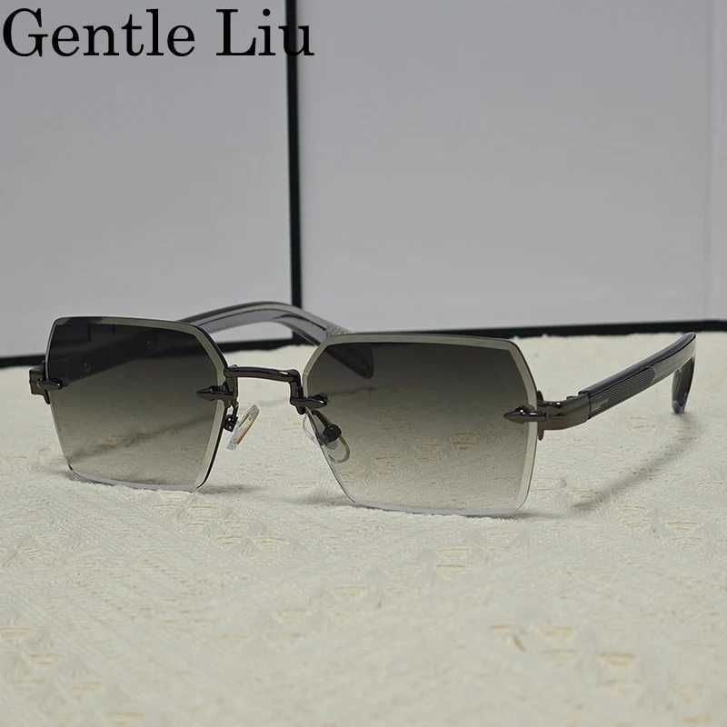 Square Rimless Sunglasses Men 2025 Luxury Brand Designer Vintage Frameless Sun Glasses For Male Rectangle Eyewear Shades UV400 W250621