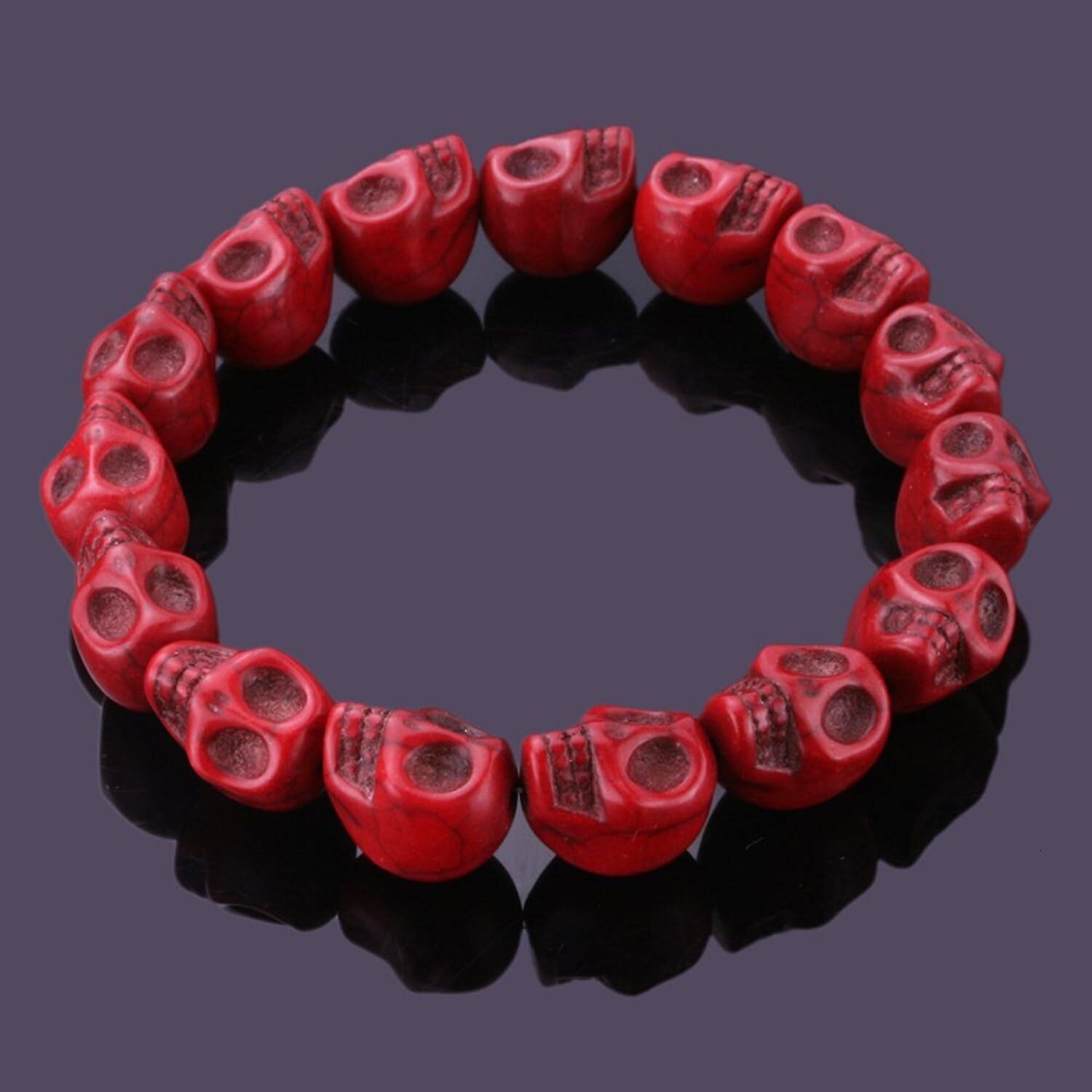 Luxury bracelet Ward Off Evil Skull Bracelet Energy Howlite Synthetic Turquoise Skeleton Tibetan Prayer Bead Mala Bracelet for Men Women