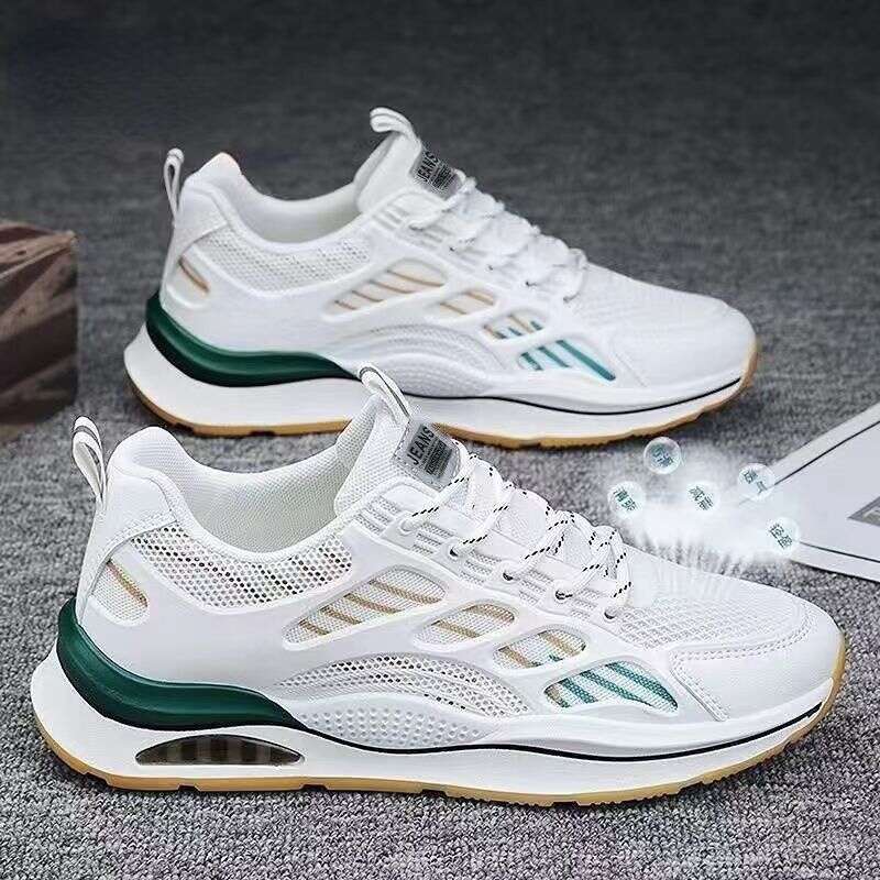 Summer New Breathable Mesh Men's National Trend new Versatile White Thick Sole Sports Casual Running Dad Shoes