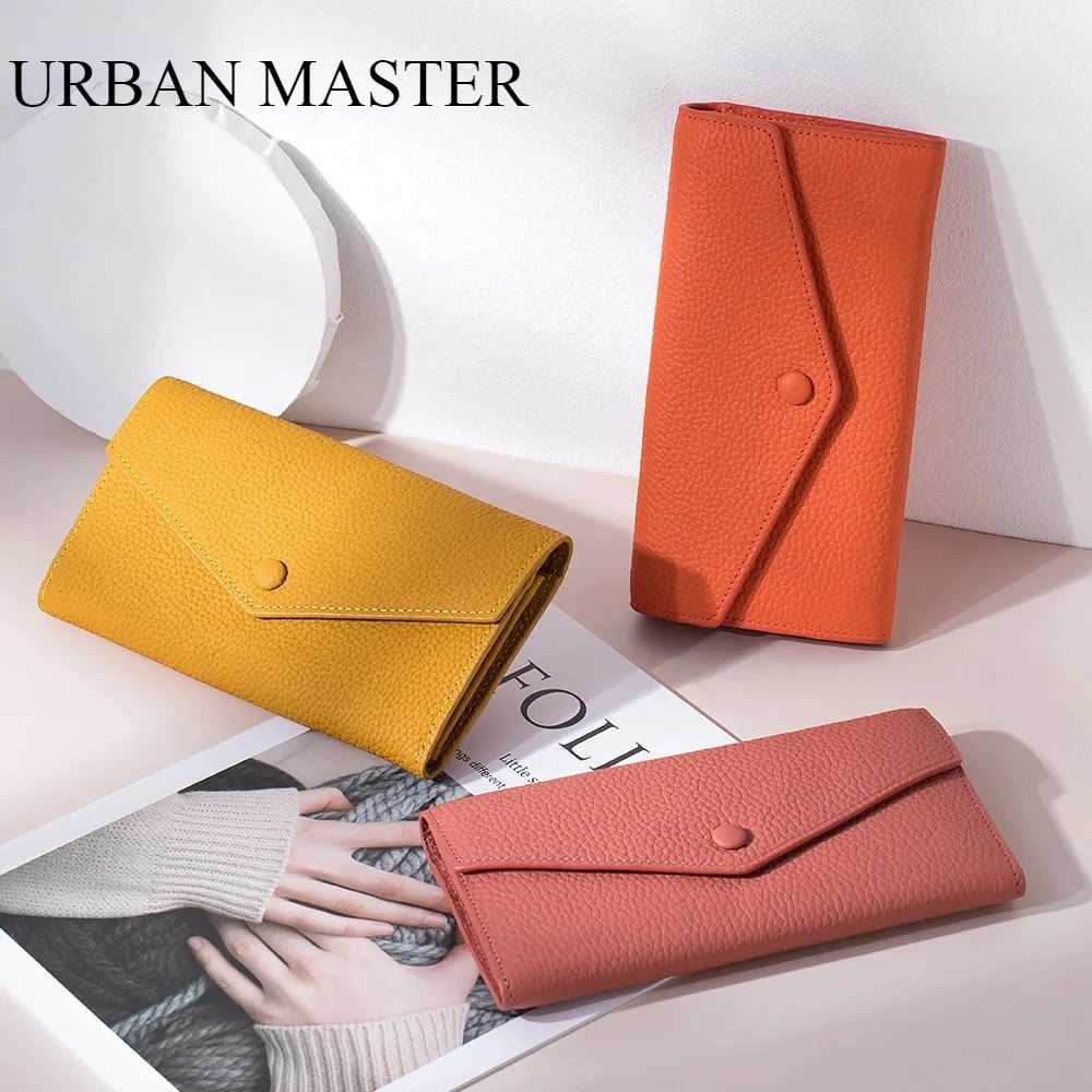 URBAN MASTER Genuine Cow Leather Long Wallets for Women Fashion Simple Money Clip Coin Purse Large Capacity Clutch Wallet 6927 Z250621