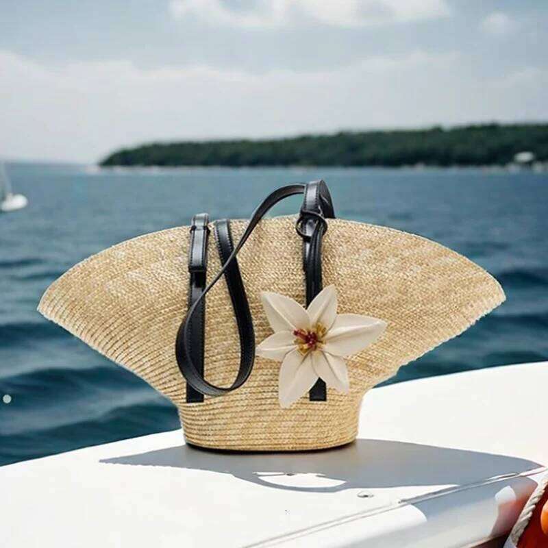 Straw Woven Handbags For Women Handmade Travel Seaside Beach Summer New Handle Bucket Shopping Tote Bag Basket Bolsa