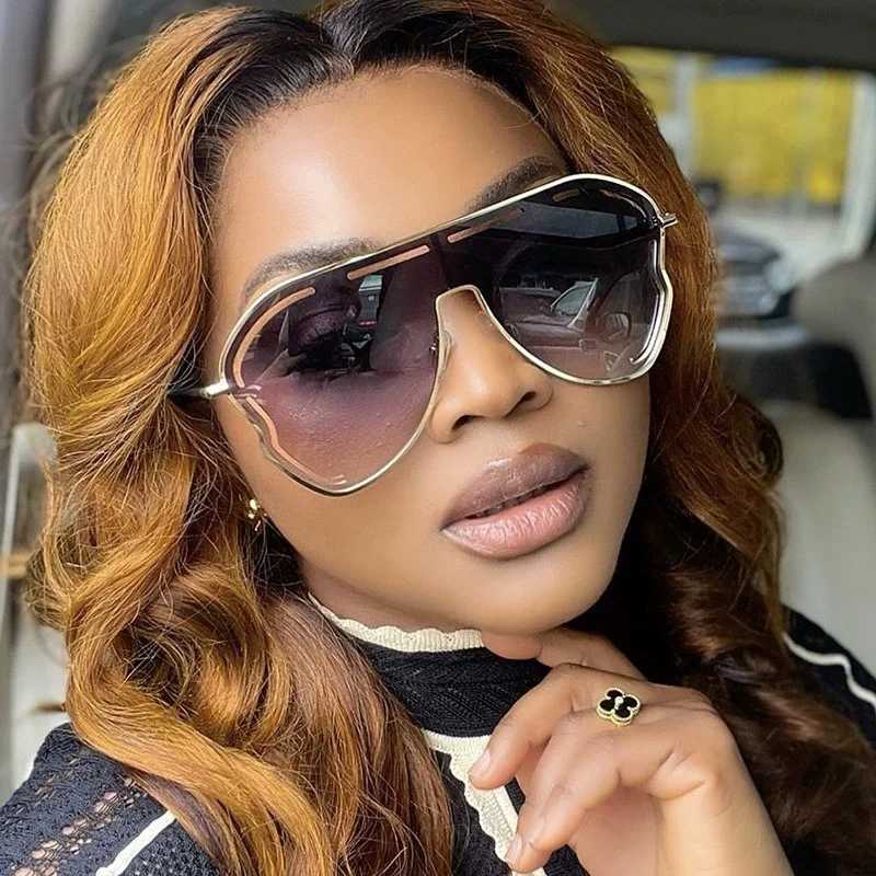 Oversized One-Piece Sunglasses Women Big Frame 2025 Luxury Brand Vintage Special-Shaped Sun Glasses For Ladies Goggles UV400 W250621