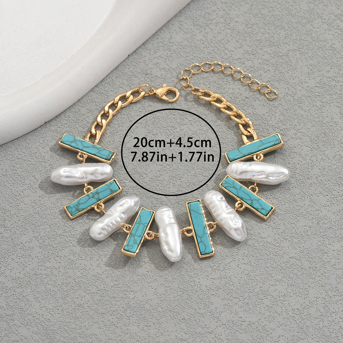 Style Women's Versatile Inlaid Turquoise Design Pearl Beaded Bracelet High-End Sense Jewelry For Women