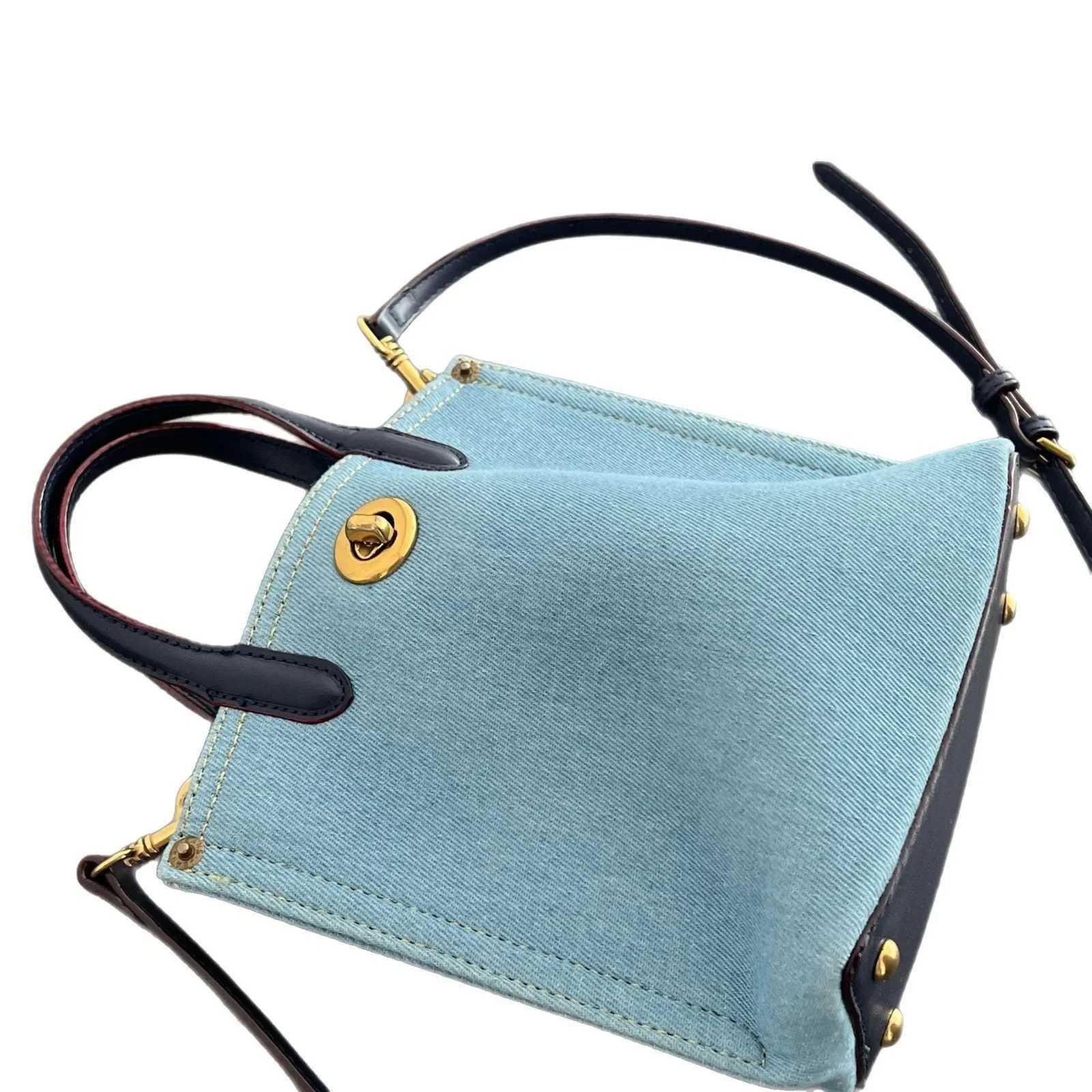 2025 New Washed Denim Blue Handbag Tote Bag Side Dish Blue Fries Bag Fashion Messenger Bag XJ250620