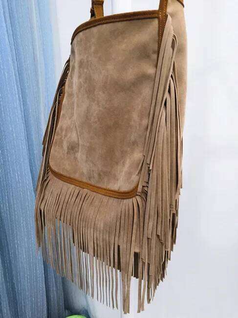 Women Fashion Leather Fringes Hobo Shoulder 2025 Female Casual Suede Luxury Bag Big Capacity Tassel Gypsy Hippie Boho Ibiza Slouchy Bag
