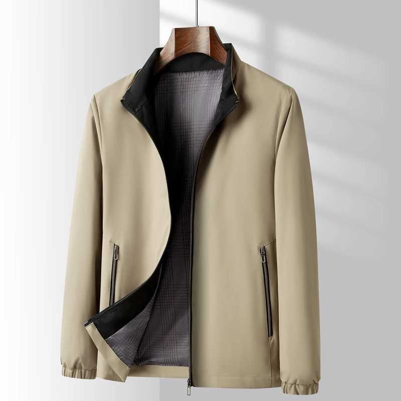 Autumn Mens Coat Korean Trend Khaki Smart Casual Jackets 5XL Large Loose Cardigan Middle-aged Dads Business Bomber Jacket Men XJ250621