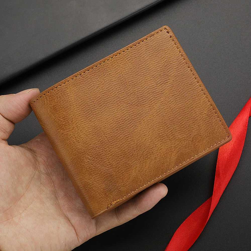 New Man PU Leather Wallet Business Card Holder Thin Business ID Holder Vintage Protection Bag Coin Wallet Z250621