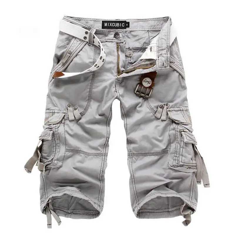 Calf-length Solid Color Multi-pocket Men Shorts for Men Mens Clothing Shorts for Men Summer Cargo Shorts W250621