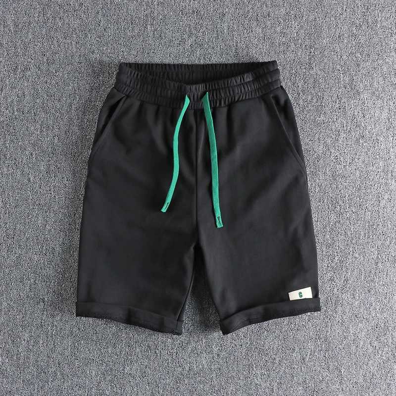 Mens casual shorts with knit comfort loop simple paste cloth decorative sport drawstring five-cent pants pure color pants W250621