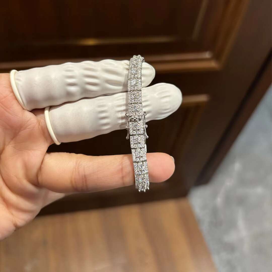 Luxury Version Men Women 925 Sterling Silver Moissanite Diamond Bracelet Full Diamonds High-End Accessible
