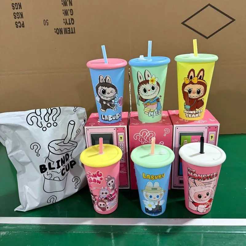 Labubu Glue Doll Blind Box Macaron Cup Ornament Surprise Toy Gift for Kids and Collectors Action Figure Collection Z250620