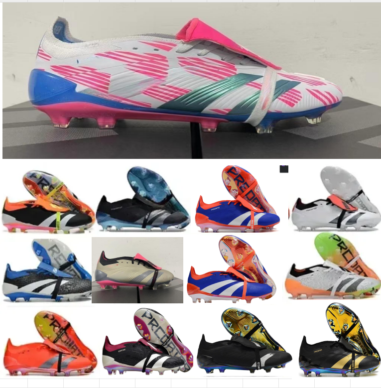 2025 Designer Football Boot Mens Gift Bag Boots BOOTS Metal Spikes Football Cleats Men LACELESS Soft Leather Pink Soccer