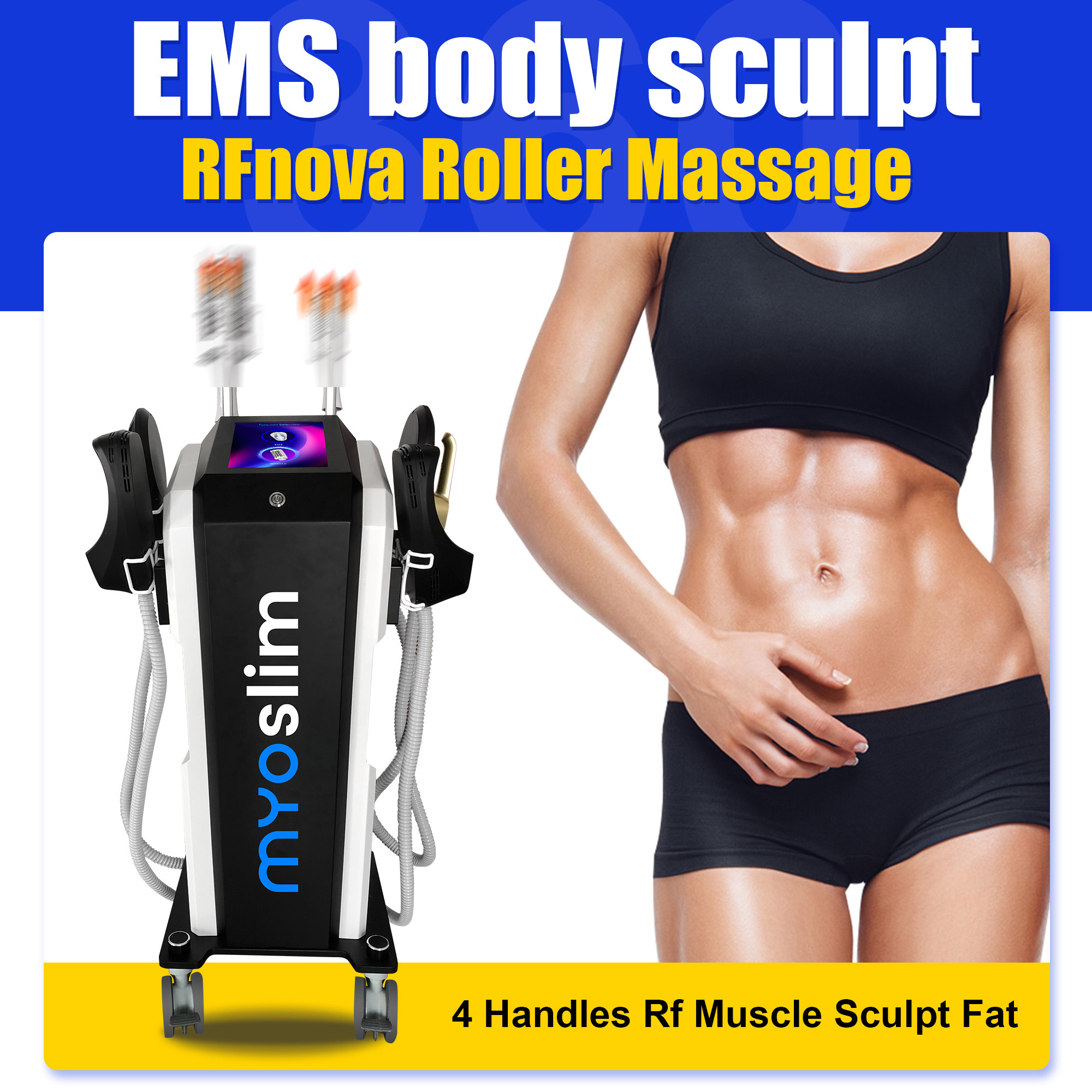 Professional MYOSLIM NEO 6500W RF Machine Hi EMT Body Sculpting Fat Burning EMS Slimming Beauty Equipment