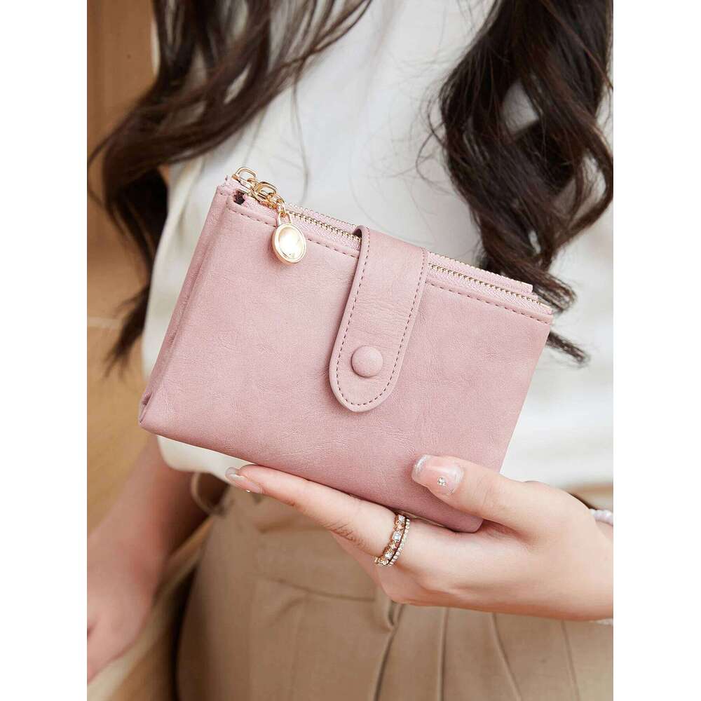 Minimalist Women's Wallet Short Three Layer Large Capacity Double Zipper ID Credit Bank Card Holder Money Bag