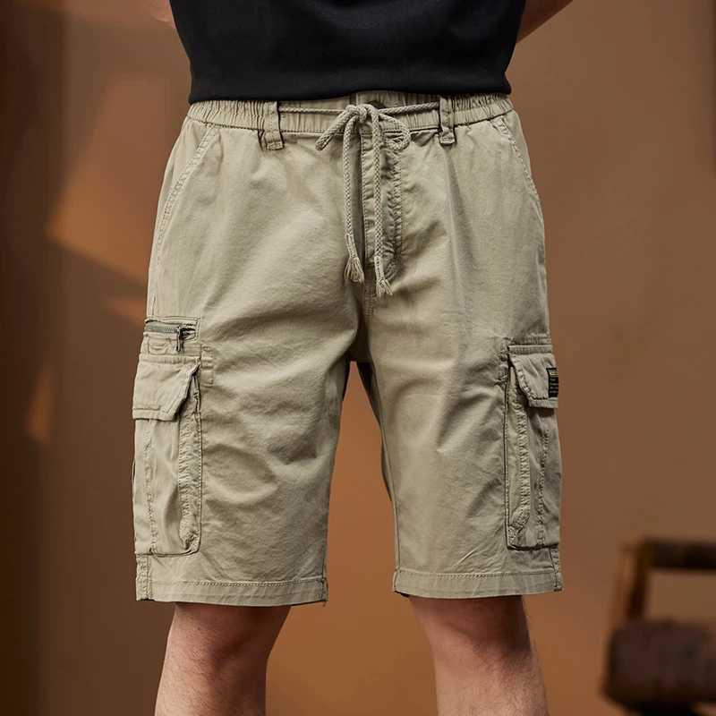 New Men Summer Shorts Pants Multi-Pockets Mens Shorts Casual Male Cargo Shorts Pants Fashion Zipper Elastic Waist Kpop Trendy W250621
