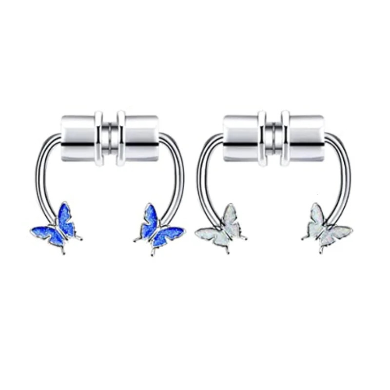 1/2/3Pcs Butterfly Magnetic Nose Ring Septum Ring Faux Nose Septum Rings Non-Pierced Clip On Nose Rings for Women Men 250617