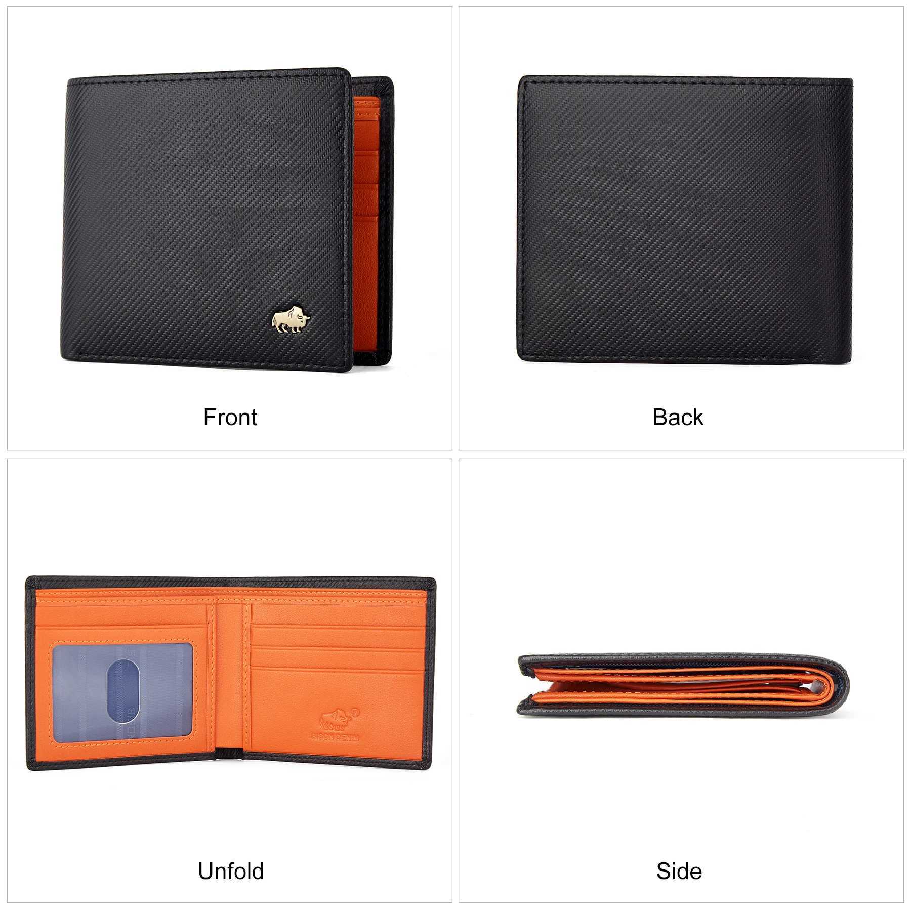 BISON DENIM High Quality Carbon Fiber Men Wallet RFID Blocking Card Holder Short Wallet Best Gift for Boyfriend Husband Father Purse Z250621