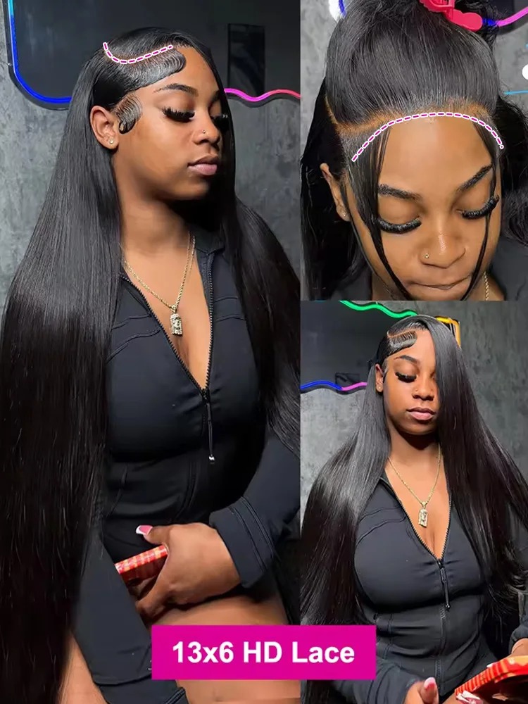 200 Density Wear And Go 30 34 Inch Bone Straight Ready To Wear 13x4 HD Lace Front Human Hair Wigs Lace Frontal Wig Synthetic Lace Front wigs
