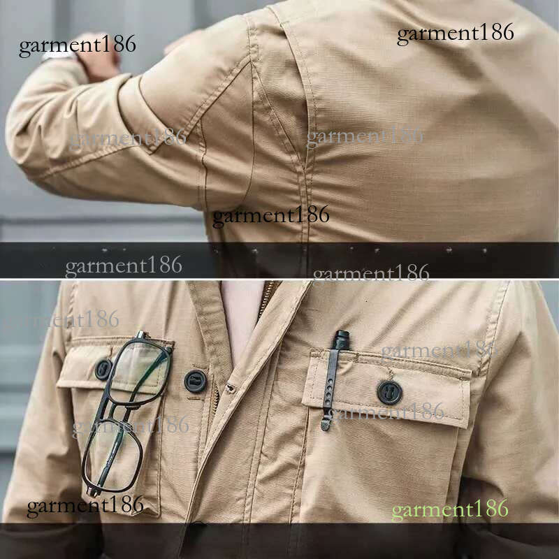 Safari Jacket Men Tactical Windbreaker Outdoor Multi-pocket Vintage Casual Coats Spring Autumn Army Camo Ameki Hunter 9df
