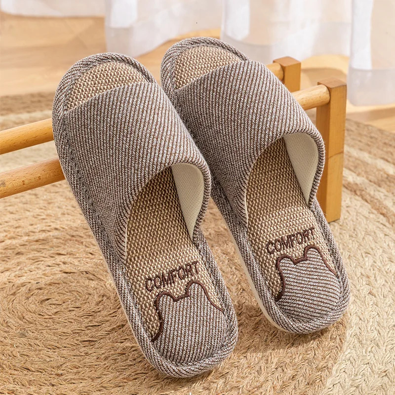 2025 Linen Slippers Women Spring Autumn Home Flip Flops Men Thick Platform Soft Sole Slides Couples Soft Slip On Flats Shoes 250617