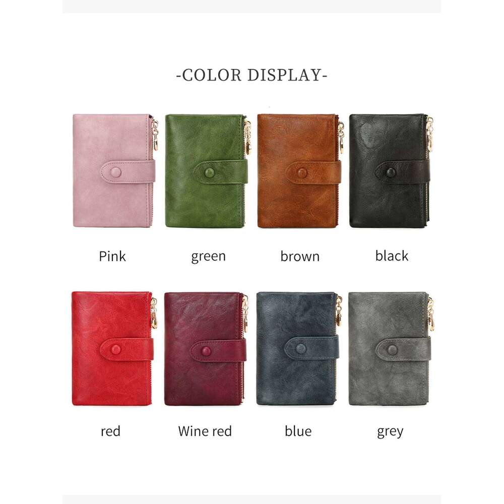 Minimalist Women's Wallet Short Three Layer Large Capacity Double Zipper ID Credit Bank Card Holder Money Bag
