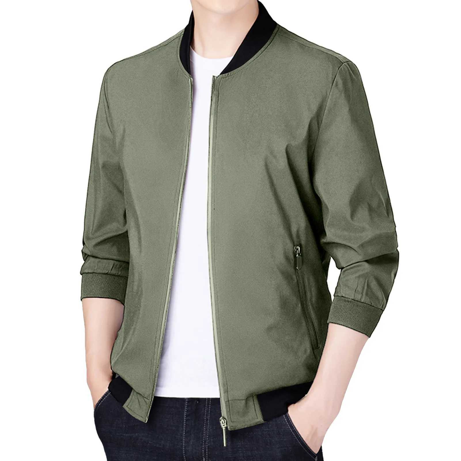 Mens Fashion Business Jackets Solid Leisure Temperament Zipper Hoodless Coat With Zipper Slim Fit Look Thin Casual Outerwear XJ250621