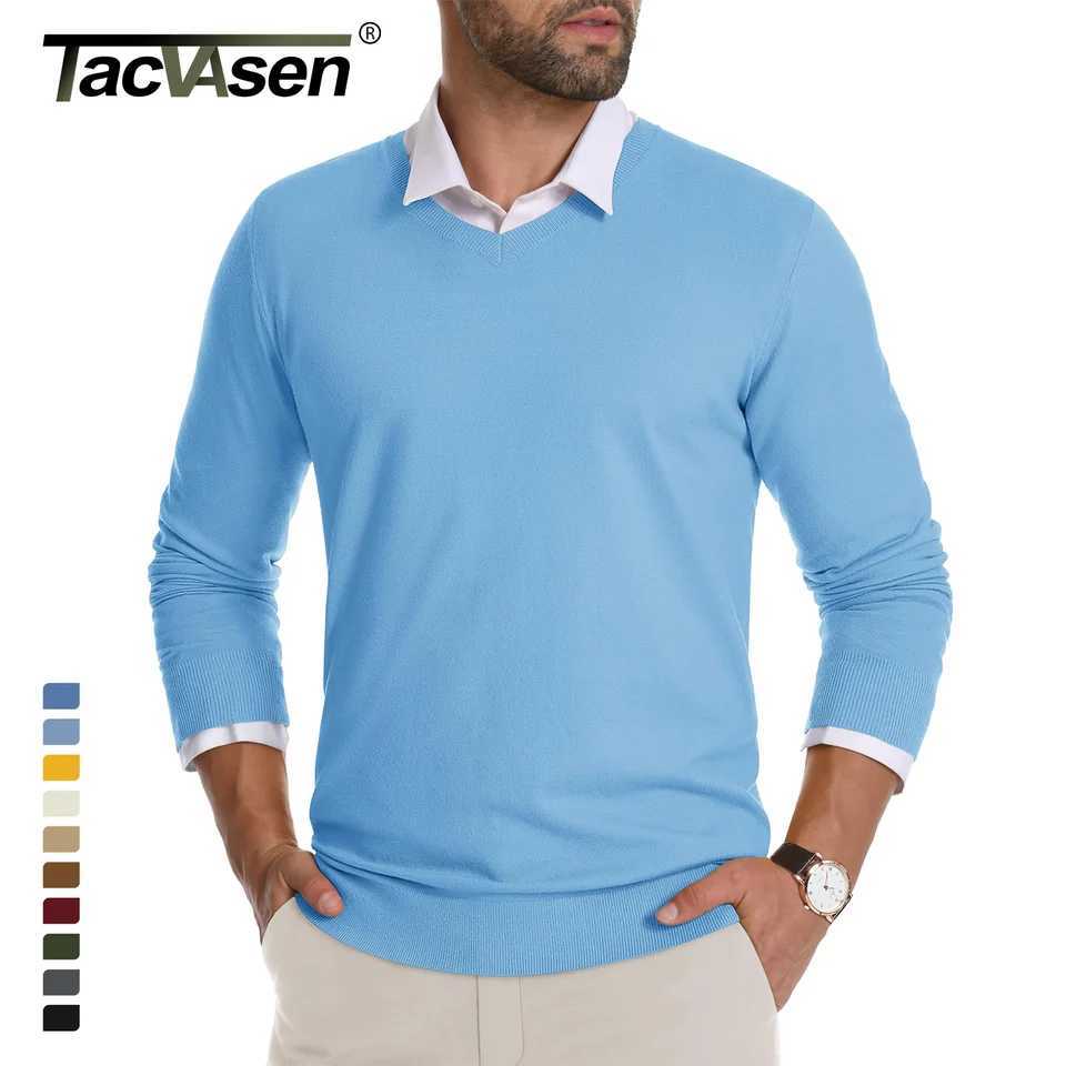 TACVASEN Autumn Winter Knitted Sweaters Pullover Mens V Neck Slim Fit Casual Sweater Thicken Warm Long Sleeve Pullovers Top Male Z250621