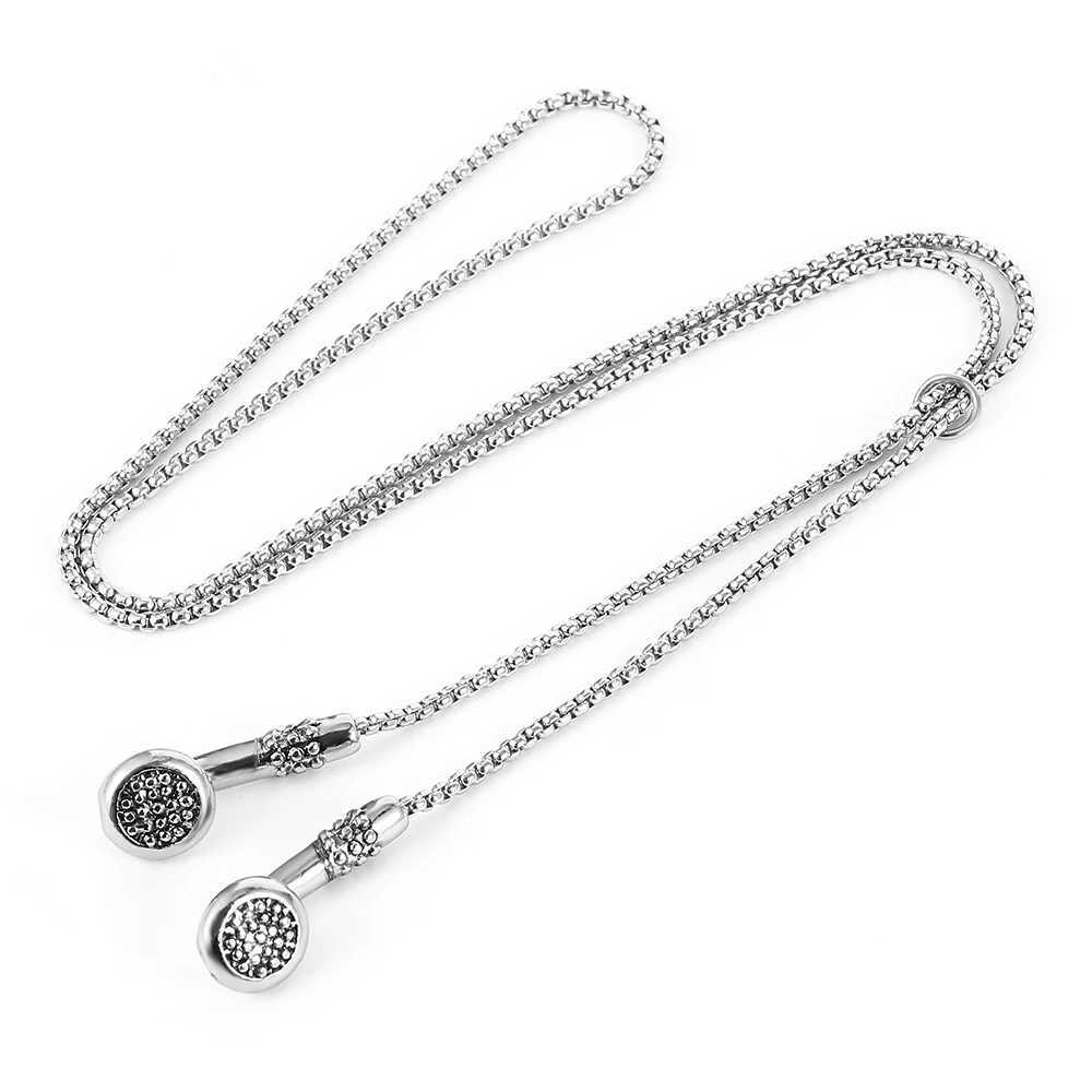 Fashion Necklace Hip-hop Kirsite Music Headphones Earbuds Pendant Metal Men Clothing Accessories Necklace Y250620