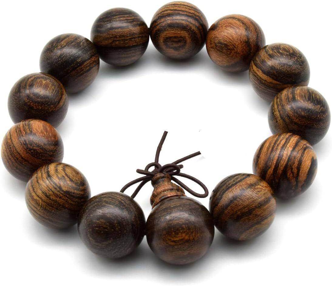 Luxury Zen Unisex Natural Tigerwood Sandalwood Beads Buddhist Consecration Buddhist Prayer Bracelet Link Wrist Necklace Chain Beads