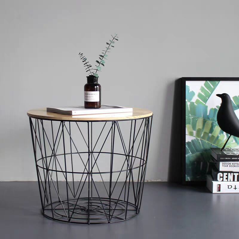 B6214 Nordic style iron bedside table minimalist multifunctional storage basket