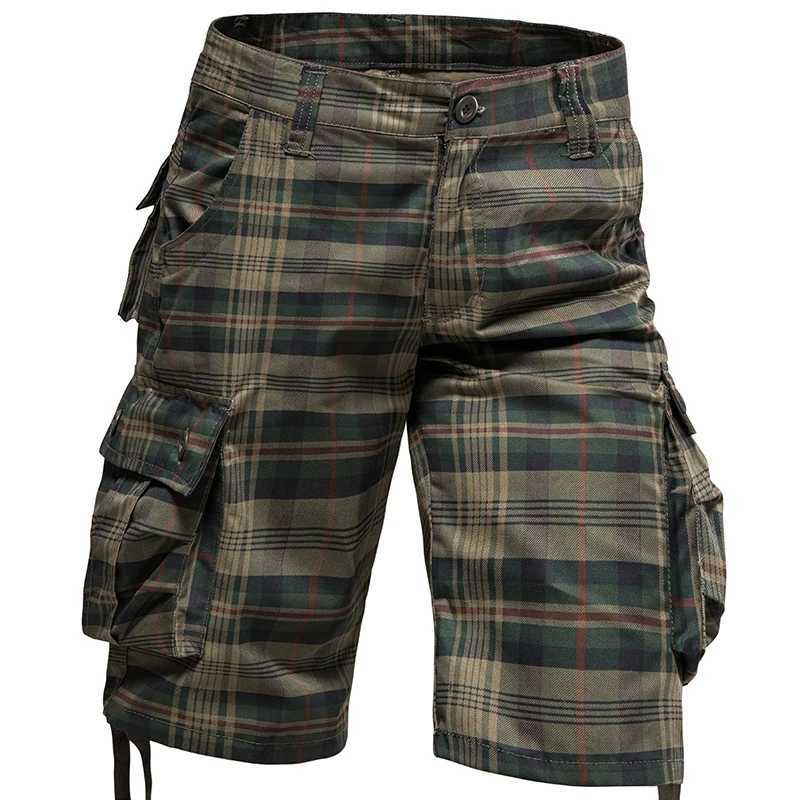 Mens Medium Pants Summer Cotton Comfortable Outdoor Sports Beach Pants Trend Plaid Shorts Loose Straight Large Size Cargo Pants W250621
