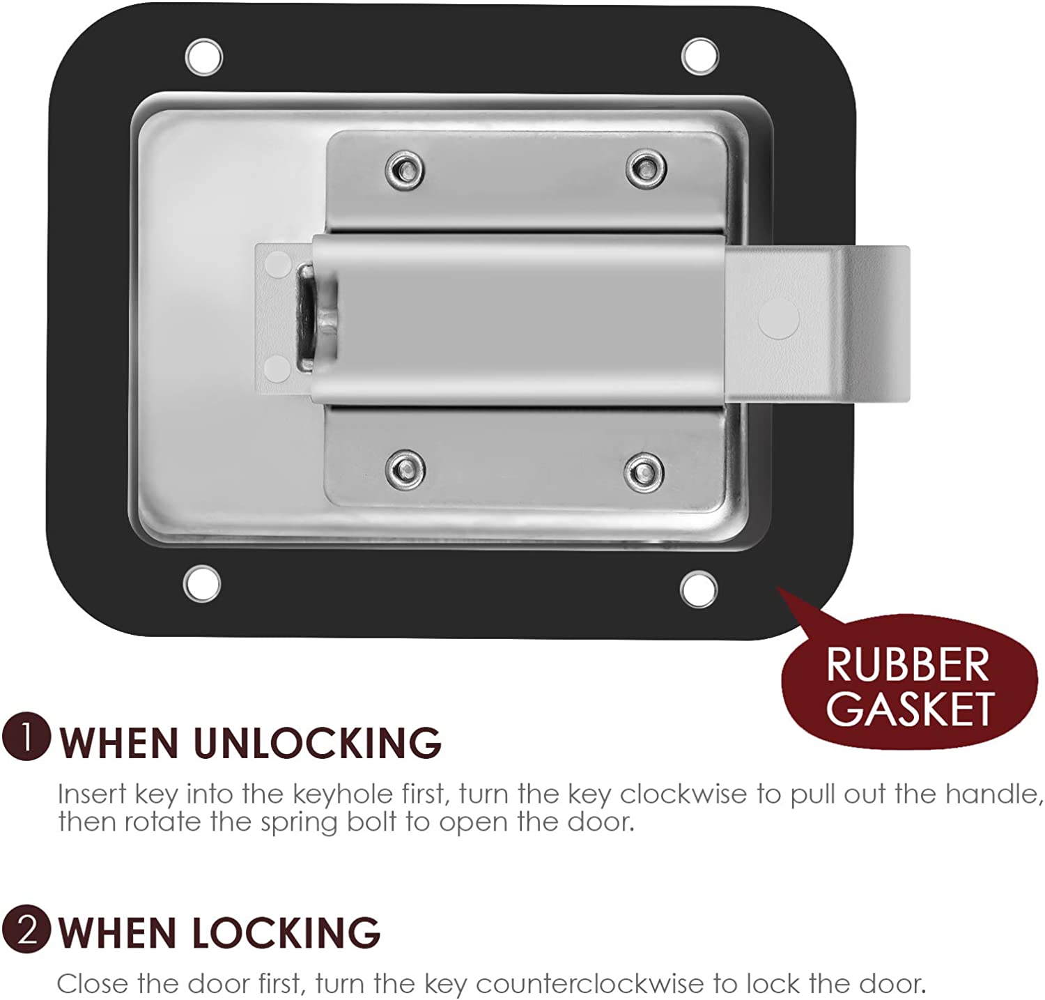 Travel Trailer Lock Stainless Steel Rv Door Latch Heavy Duty Flush Mount Handle Latch for Toolbox