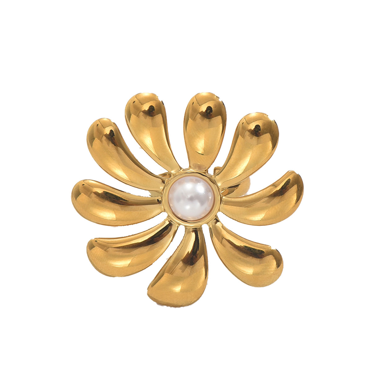 Style Women's Personality Open Design Inlaid Pearl Flower Versatile Index Finger Ring