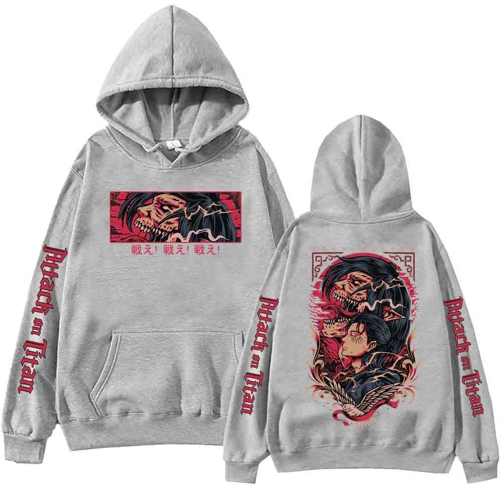 Anime Attack on Titan Eren Hoodie Harajuku Pullover Tops Men Women Sweatshirt Fans Gift XJ250621
