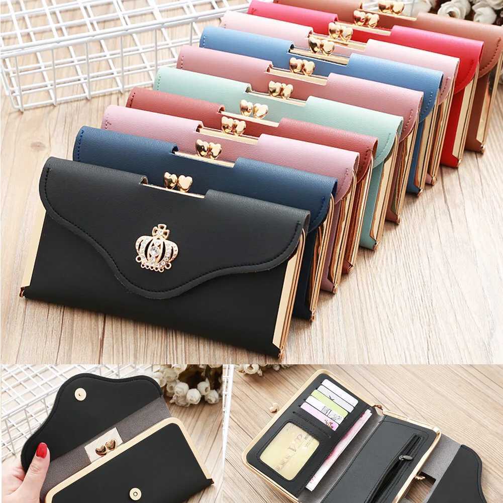 Womens Long Wallet Crown Style Hasp Zipper Money Bag Pouch Female Envelope Coin Purse ID Cards Holder Portable Clutch Handbag Z250621