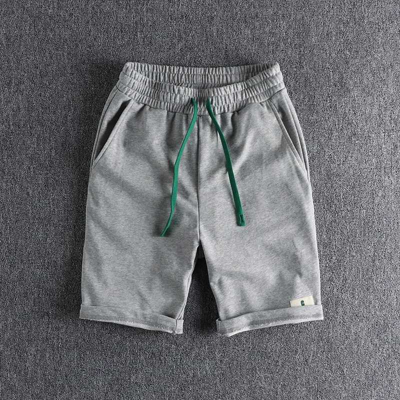 Mens casual shorts with knit comfort loop simple paste cloth decorative sport drawstring five-cent pants pure color pants W250621