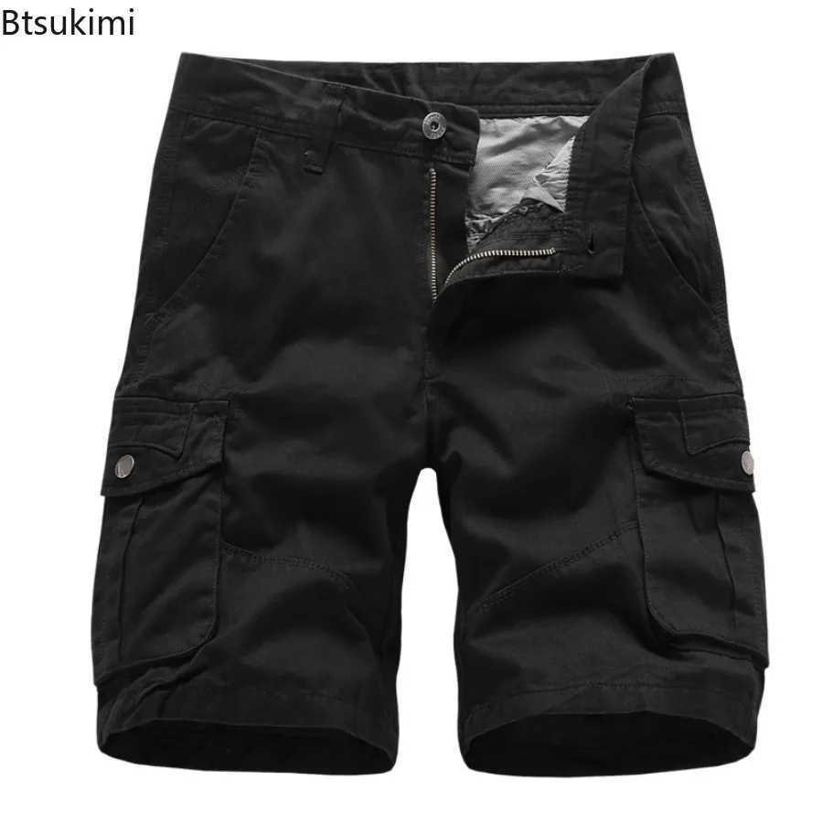 2025 Summer Mens Multi Pockets Cargo Shorts Comfortable 100% Cotton Straight Five Split Pants Male Outdoor Casual Sports Shorts W250621