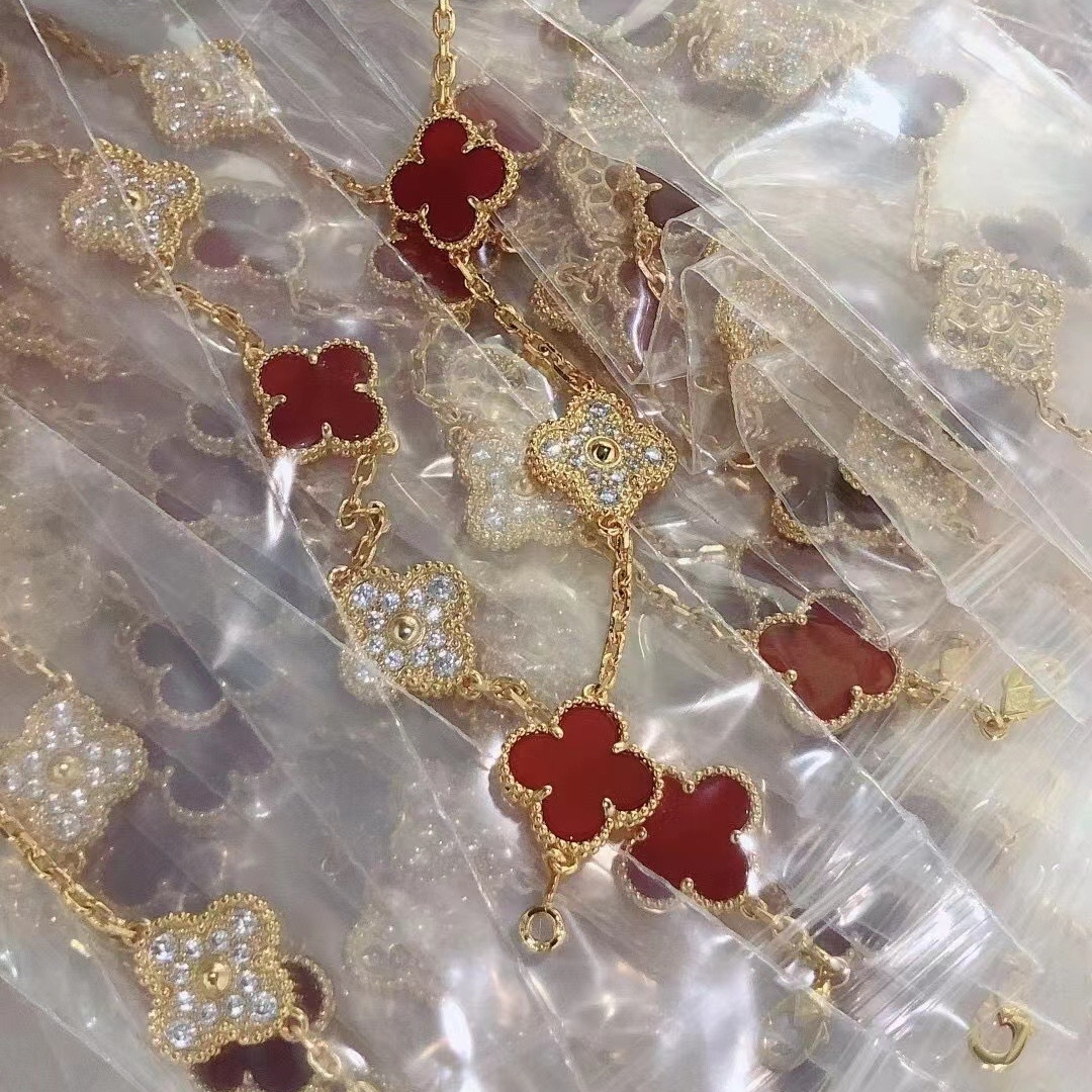 ADITA 5 flower bracelet Made of natural shells and natural agate Gold Plated 18K designer for woman jewelry with box 002