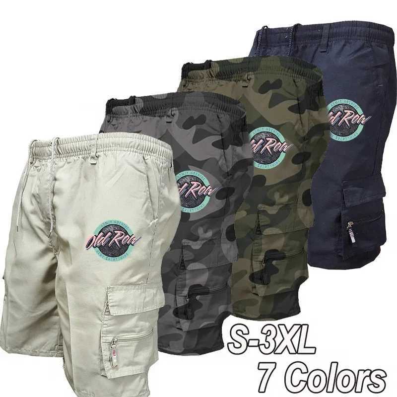 Mens Summer Beach Shorts Cargo Style Multi Pocket Camo Solid Black Khaki Casual Loose Fit Short Pants Quick Dry Design Fabric W250621