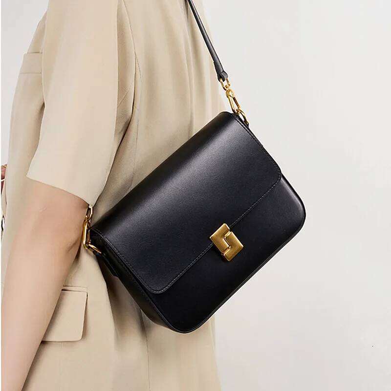Burminsa Cowhide Genuine Leather Small Shoulder Crossbody Bags For Women 2025 Trend Designer Purse Square Ladies Handbags