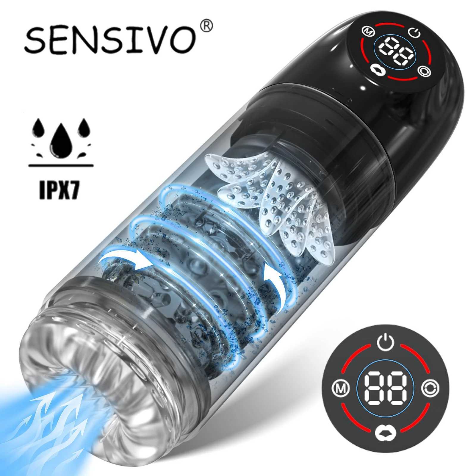 New LCD Automatic Rotation Male Masturbator Sucking Licking 6s Vacuum Penis Pump Water SPA Real Pocket Pussy Sex Toys For Men 8 W250621