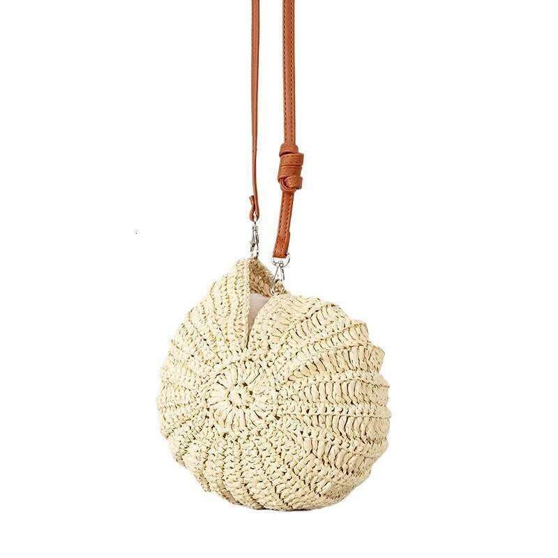 Meet You New Round Conch Shaped Straw Fashion Handmade Paper Weaving Women Crossbody Cute Summer Beach Bag Female Purse