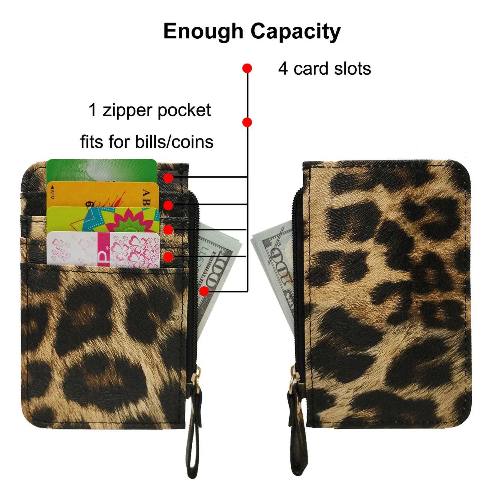 New Leopard Pattern Leather Slim Card Wallet For Women Men Small Zipper Coin Purse Business Holder Bag Nice Gifts Z250621