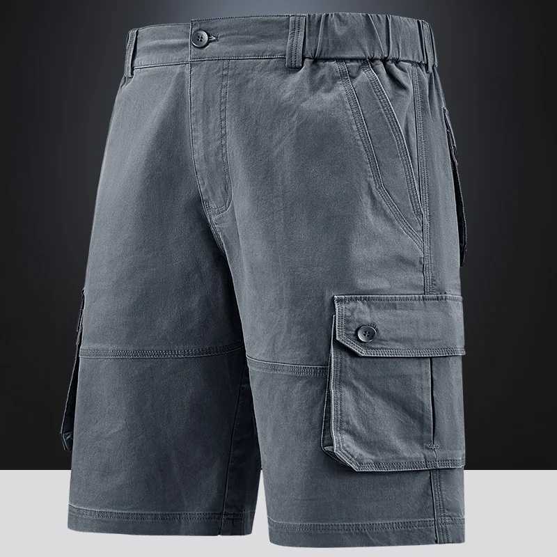 New 2025 Summer 00% Cotton Shorts Men Elastic Waist Cargo Short Pants High Quality Casual Business Social Mens Shorts Clothing W250705
